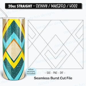V-split Diamonds Burst Tumbler Template for 20oz Skinny Straight/ Makerflo/ Hogg tumblers - SVG DXF PNG