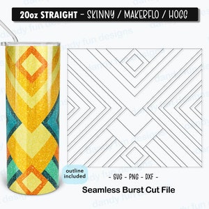 V-split Diamonds Burst Tumbler Template for 20oz Skinny Straight/ Makerflo/ Hogg - SVG DXF PNG