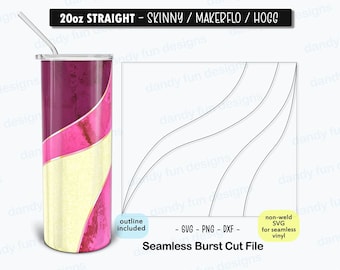Swirl Twirl 2 Burst Tumbler Templates für 20 Unzen Skinny Straight/ Makerflo/ Hogg Becher - SVG DXF PNG