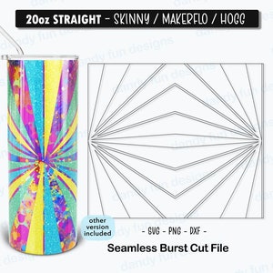 Burst Away Burst Tumbler sjabloon voor 20oz Skinny Straight/Makerflo/Hogg-SVG DXF PNG Star burst
