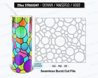 Alles ist verbunden Burst Tumbler Template für 20oz Skinny Straight/ Makerflo/ Hogg - SVG DXF PNG Star burst