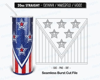 V-split USA 4 juli Burst-muggmall för 20oz Skinny Straight/Makerflo/Hogg
