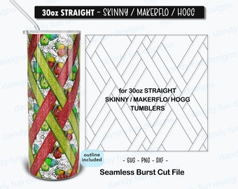 Diamond Basketweave Burst Tumbler Template for 30oz Skinny Straight/ Makerflo/ Hogg - SVG DXF PNG Braid tumbler tape burst
