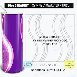 Swirl Burst Tumbler Template for 30oz Skinny Straight/ Makerflo/ Hogg - SVG DXF PNG