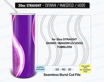 Swirl Burst Tumbler Template for 30oz Skinny Straight/ Makerflo/ Hogg - SVG DXF PNG