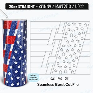 USA Flagge 4th of Jul Burst Tumbler Template für 20oz Skinny Straight/ Makerflo/ Hogg - geflochtene US Flagge
