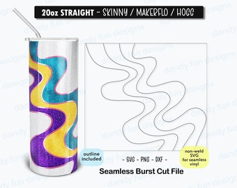 Mexican Wave Burst Tumbler Template for 20oz Skinny Straight/ Makerflo/ Hogg tumblers - SVG DXF PNG