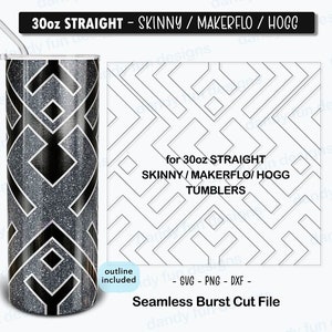 Maze Craze Burst Tumbler Template for 30oz Skinny Straight/ Makerflo/ Hogg tumblers - SVG DXF PNG