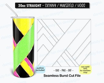 Wild V-split Burst Tumbler Template for 20oz Skinny Straight/ Makerflo/ Hogg tumblers - SVG DXF PNG