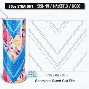 V-split Burst Tumbler Template for 20oz Skinny Straight/ Makerflo/ Hogg - SVG DXF PNG