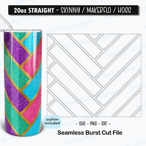 Herringbone Burst Tumbler Template for 20oz Skinny Straight/ Makerflo/ Hogg - SVG DXF PNG