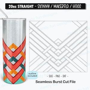 V-split Crossed Burst Tumbler Template for 20oz Skinny Straight/ Makerflo/ Hogg - SVG DXF PNG