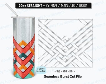V-split Crossed Burst Tumbler Template für 20 Unzen Skinny Straight/ Makerflo/ Hogg - SVG DXF PNG
