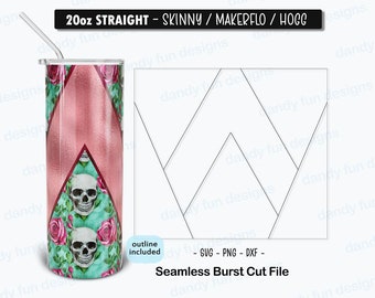 V-split Large Pattern Burst Tumbler Template für 20 Unzen Skinny Straight/ Makerflo/ Hogg - SVG DXF PNG