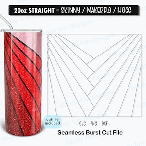Wave Your Fan Burst Tumbler Template for 20oz Skinny Straight/ Makerflo/ Hogg - SVG DXF PNG