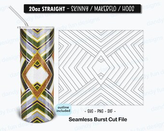 Boujee Bouji Diamonds Burst Tumbler Template für 20oz Skinny Straight/ Makerflo/ Hogg Becher - SVG DXF PNG