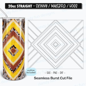 Diamonds Burst Tumbler Template for 20oz Skinny Straight/ Makerflo/ Hogg - SVG DXF PNG