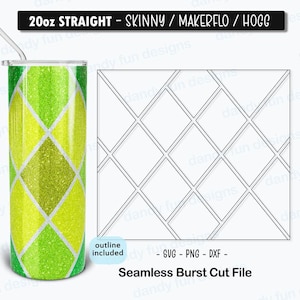 Diamonds Glow Burst Tumbler Template for 20oz Skinny Straight/ Makerflo/ Hogg tumblers - SVG DXF PNG
