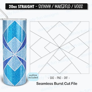 Crossing Four Corners Burst Tumbler Template for 20oz Skinny Straight/ Makerflo/ Hogg - SVG DXF PNG