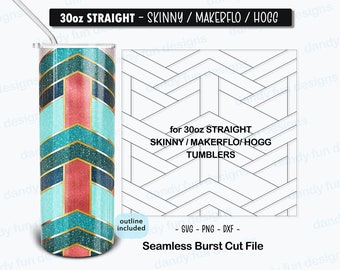 Straight Up Burst Tumbler Template für 30oz Skinny Straight/ Makerflo/ Hogg - SVG DXF PNG