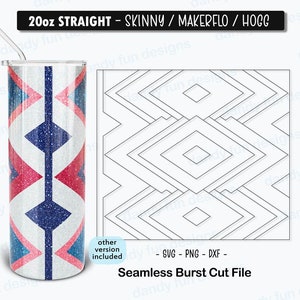 Triple Diamonds Burst Tumbler Template for 20oz Skinny Straight/ Makerflo/ Hogg - SVG DXF PNG