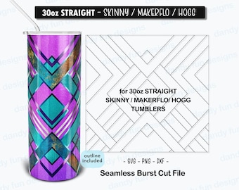 Dont be Square Burst Tumbler Template for 30oz Skinny Straight/ Makerflo/ Hogg - SVG DXF PNG basketweave v-split tumbler