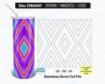 Diamonds Today Burst Tumbler Vorlage für 20oz Skinny Straight/ Makerflo/ Hogg Tumbler - SVG DXF PNG