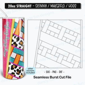 Plantilla de vaso Just Because Burst para 20oz Skinny Straight/ Makerflo/ Hogg - Fun SVG DXF PNG Basketweave ráfaga de cinta de vaso