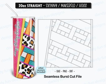Justhaupt platzen Tumbler Template für 20oz Skinny Straight/ Makerflo/ Hogg - Fun SVG DXF PNG Korbgeflecht Tumbler Tape Burst