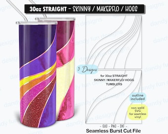 Swirl Twirl Burst Tumbler Templates- Mini Bundle for 30oz Skinny Straight/ Makerflo/ Hogg - SVG DXF PNG