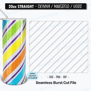 Swirl Around Diagonal Lines Burst Tumbler Template for 20oz Skinny Straight/ Makerflo/ Hogg - SVG DXF PNG