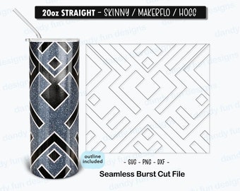 Maze Craze Burst Becher Vorlage für 20 Unzen Skinny Straight/ Makerflo/ Hogg Becher - SVG DXF PNG