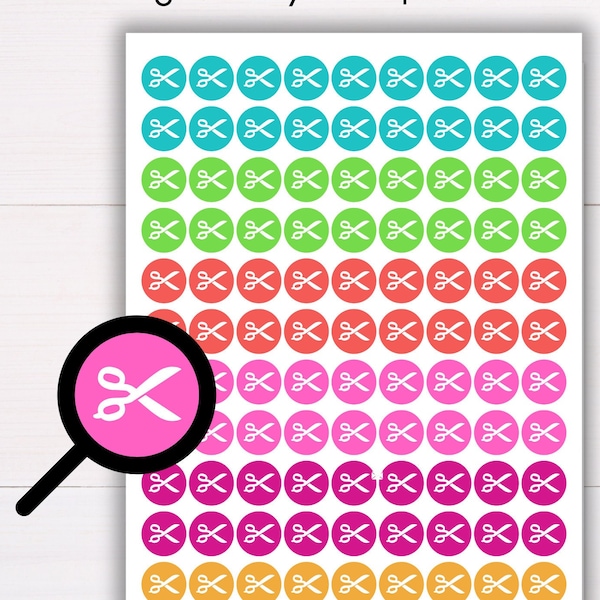 Haircut Symbol Stickers Tiny | Mini Scissors Dots | Reminder Icon Stickers | Colorful Planner Sticker Sheet