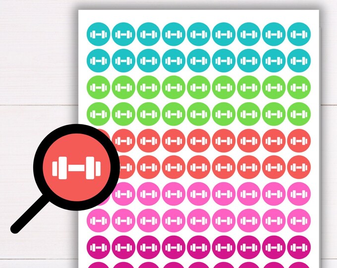 Tiny Workout Dot Planner Stickers | Mini Dumbbell Planner Stickers ...