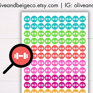 Tiny Workout Dot Planner Stickers | Mini Dumbbell Planner Stickers | Colorful Small Stickers | Fitness Gym Planner Stickers