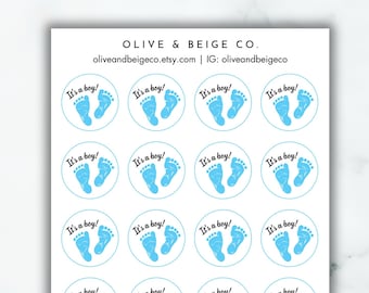 It's A Boy Envelope Seal Stickers | Gender Reveal Decor Sticker Sheet  | Baby Scrapbooking Stickers | Baby Shower Labels