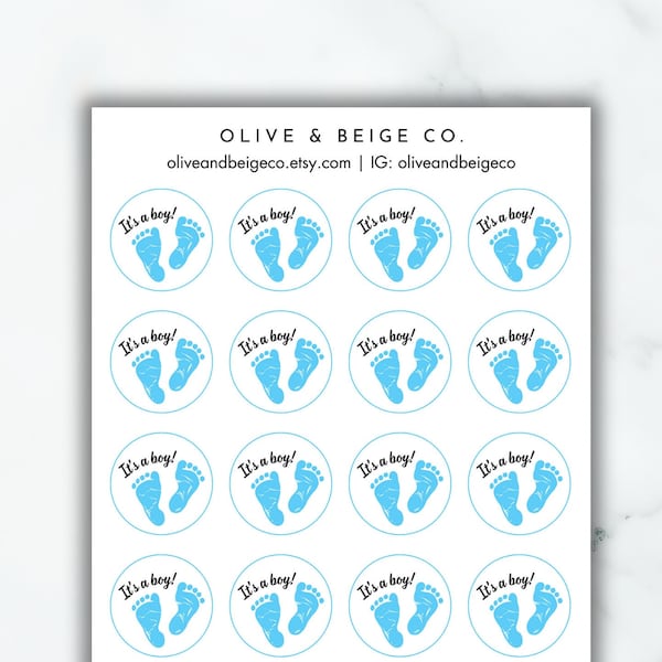 It's A Boy Envelope Seal Stickers | Gender Reveal Decor Sticker Sheet  | Baby Scrapbooking Stickers | Baby Shower Labels