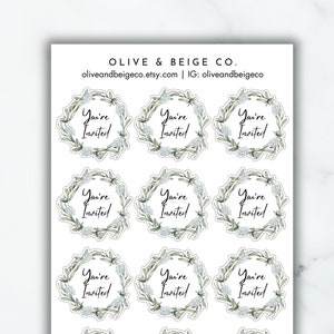You&#39;re Invited Envelope Seal Stickers | Floral Invitation Decor Sticker Sheet | Flower Celebration Stickers | Wedding Labels