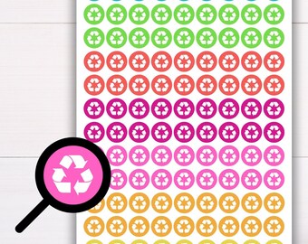 Recycle Symbol Stickers Tiny | Mini Recycle Dots | Reminder Icon Stickers | Colorful Planner Sticker Sheet