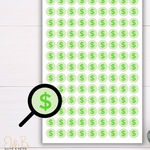 Tiny Dollar Sign Stickers | Mini Money Stickers | Cash Planner Stickers | Sticker Sheet