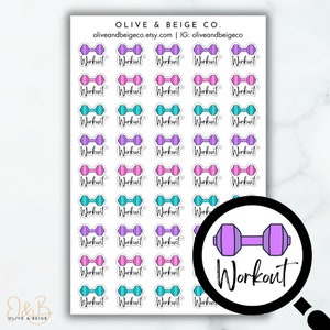 Dumbbell Icon Planner Stickers | Workout Reminder Stickers Tiny | Mini Fitness Planner Stickers