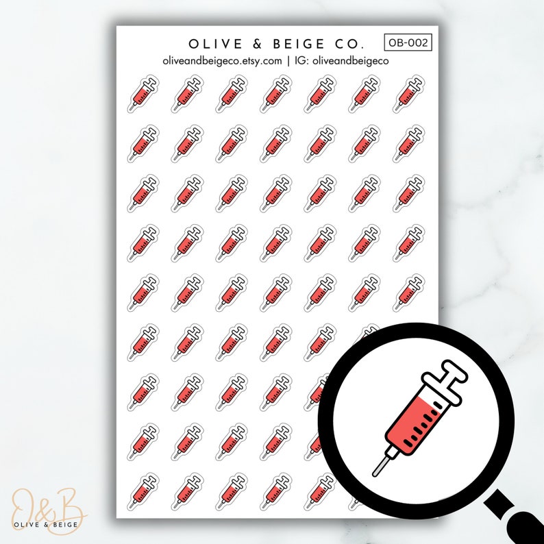 Syring Sticker Syringe Planner Stickers | Medical Shot Icon Stickers | Colorful ...