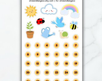 Sunflower Date Cover Planner Stickers | Summer Weather Theme Stickers | Garden Flower Planner Stickers