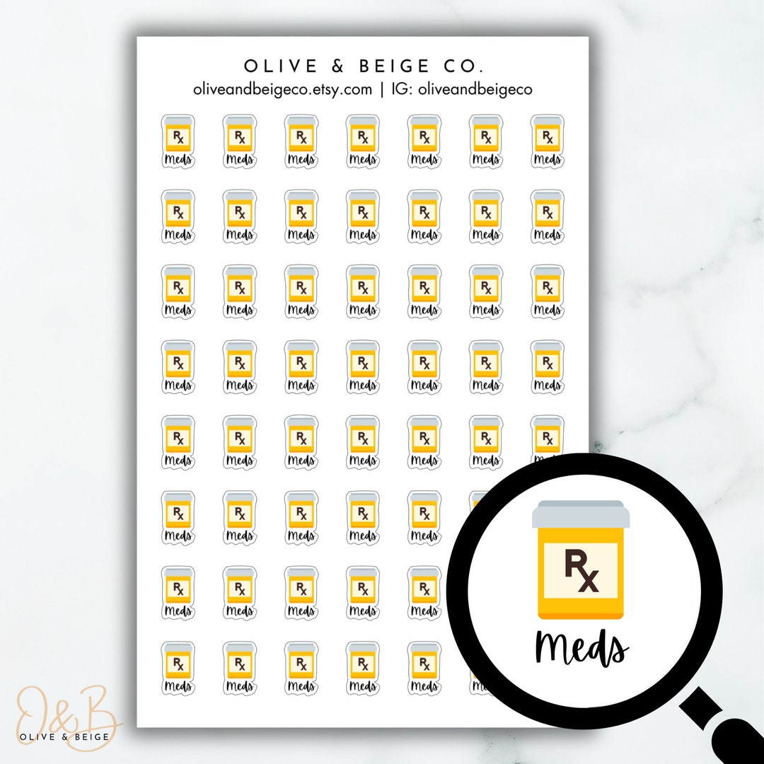 RX Icon Planner Stickers | Prescription Reminder Stickers Tiny | Meds ...