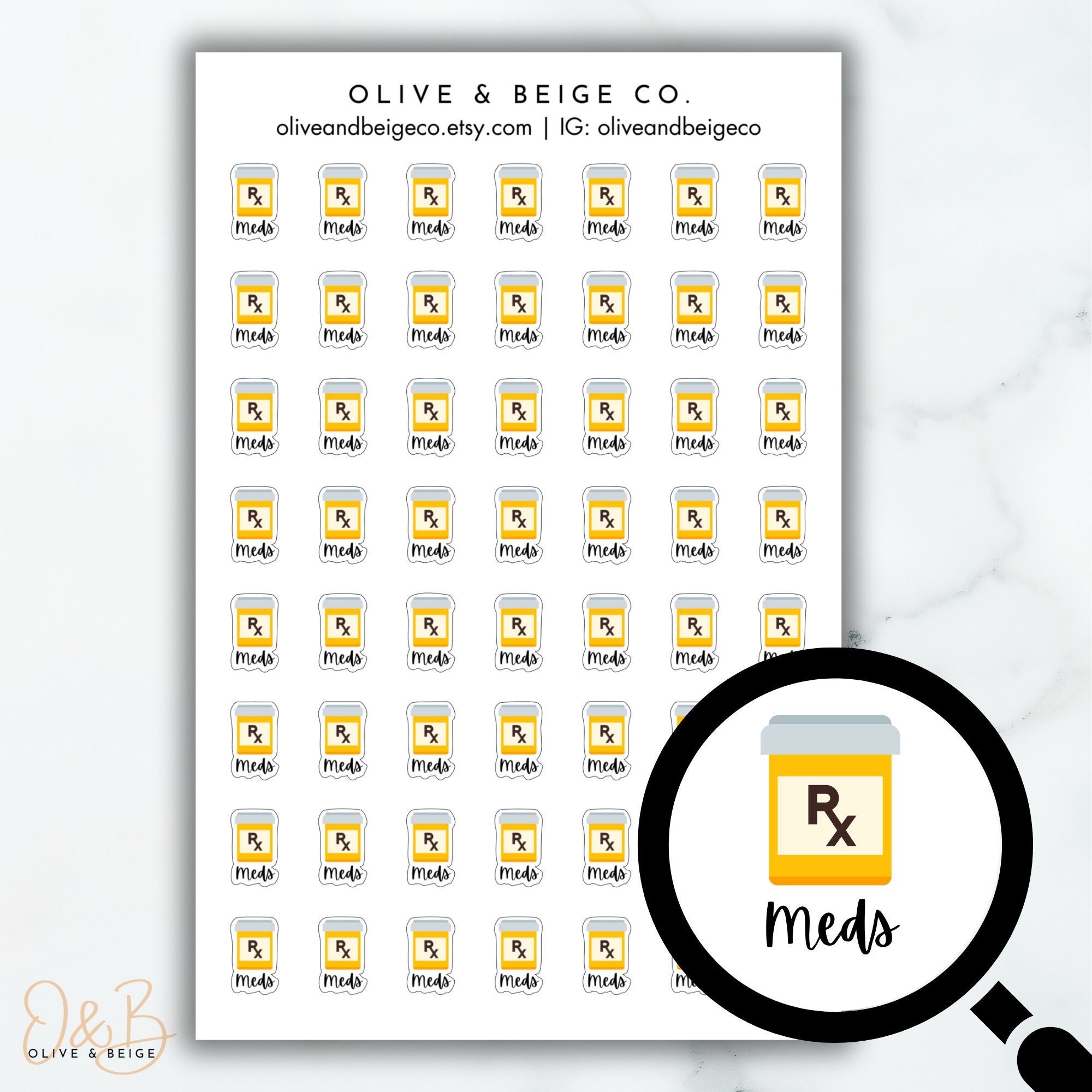 Cute Rx Sticker RX Icon Planner Stickers | Prescription Reminder Stickers Tiny | Meds ...