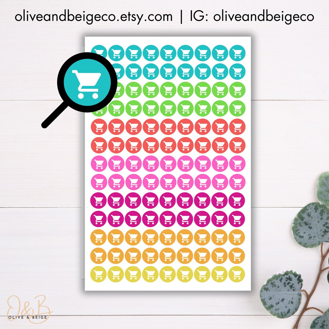 Shopping Symbol Stickers Tiny | Mini Shopping Cart Dots | Reminder Icon ...