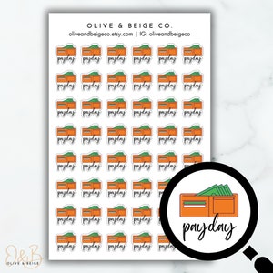 Payday Reminder Planner Stickers | Wallet Money Icon Stickers Tiny | Pay Day Functional Planner Stickers