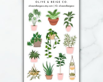 Plant Stickers | Plant Theme Sticker Sheet  | Scrapbooking Stickers | Decorative Journaling Stickers