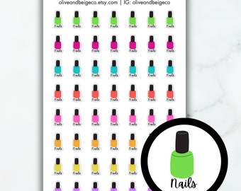 Nail Polish Icon Sticker Sheet | Colorful Planner Stickers | Functional Stickers | Manicure Pedicure Reminder Dots