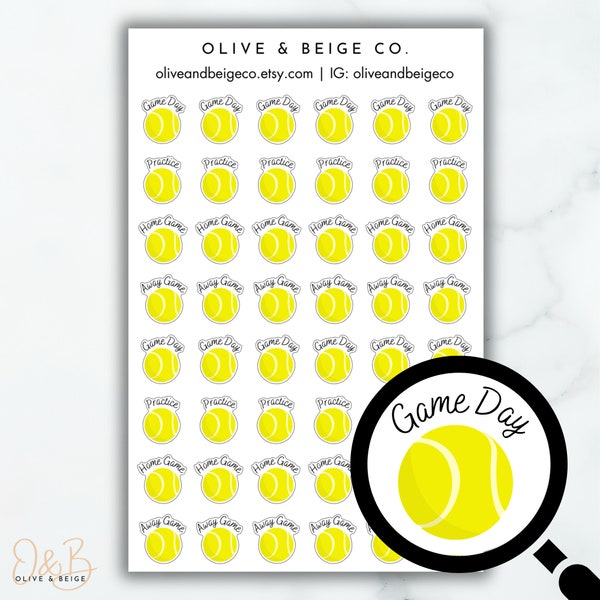 Tennis Icon Sticker Sheet | Planner Script Stickers | Functional Tracker Stickers | Reminder Icons